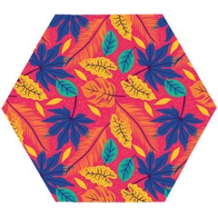 Beautiful Pink Tropical Pattern Wooden Puzzle Hexagon by designsbymallika