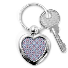 Blue Tile Pattern Key Chain (heart) by designsbymallika