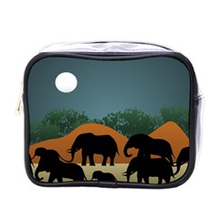 Elephant Family Illustration Mini Toiletries Bag (one Side) by dflcprintsclothing