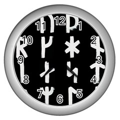 Younger Futhark Rune Set Collected Inverted Wall Clock (silver) by WetdryvacsLair