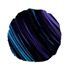 Blue And Purple Stripes Standard 15  Premium Flano Round Cushions by Dazzleway