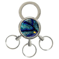 Sea-fans-diving-coral-stained-glass 3-ring Key Chain by Sapixe