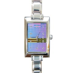 Glitched Vaporwave Hack The Planet Rectangle Italian Charm Watch by WetdryvacsLair