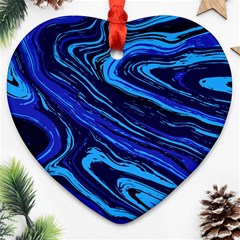 Blue Vivid Marble Pattern 16 Ornament (heart) by goljakoff