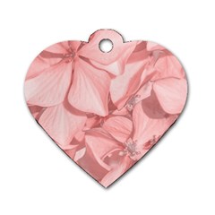 Coral Colored Hortensias Floral Photo Dog Tag Heart (one Side)