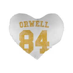 Orwell 84 Standard 16  Premium Heart Shape Cushions by Valentinaart