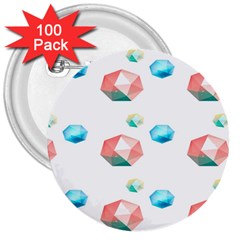 Diamonds 3  Buttons (100 Pack) 