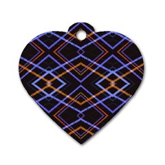 Intersecting Diamonds Motif Print Pattern Dog Tag Heart (two Sides)