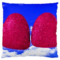 Two Hearts Large Flano Cushion Case (one Side) by essentialimage