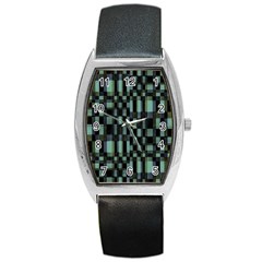 Dark Geometric Pattern Design Barrel Style Metal Watch