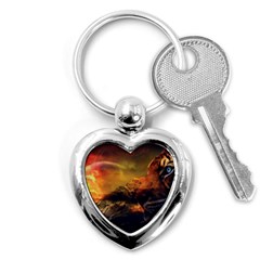 Tiger King In A Fantastic Landscape From Fonebook Key Chain (heart) by 2853937