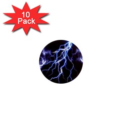 Blue Thunder At Night, Colorful Lightning Graphic 1  Mini Magnet (10 Pack)  by picsaspassion