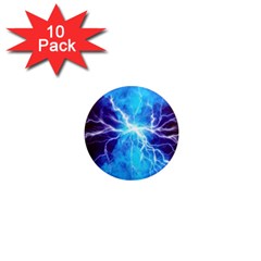 Blue Lightning Thunder At Night, Graphic Art 3 1  Mini Magnet (10 Pack)  by picsaspassion