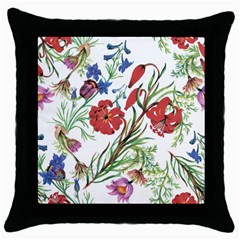 Summer Flowers Throw Pillow Case (black) by goljakoff