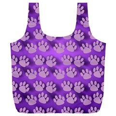 Pattern Texture Feet Dog Purple Full Print Recycle Bag (xxl) by Dutashop