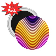 Wave Line Waveform Sound Orange 2 25  Magnets (100 Pack)  by Dutashop