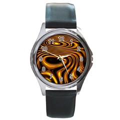 Wave Abstract Lines Round Metal Watch by Dutashop