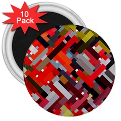 Maze Abstract Texture Rainbow 3  Magnets (10 Pack) 