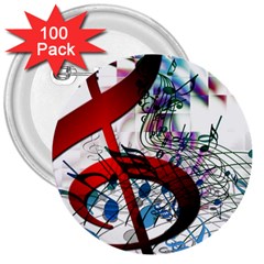 Music Treble Clef Sound 3  Buttons (100 Pack)  by Dutashop