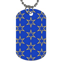 Star Pattern Blue Gold Dog Tag (two Sides) by Dutashop