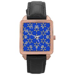 Star Pattern Blue Gold Rose Gold Leather Watch  by Dutashop