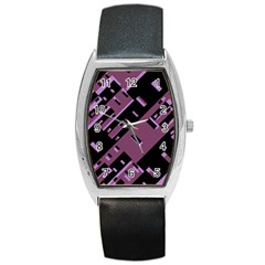 Dark Geometric Shapes Print Pattern Barrel Style Metal Watch