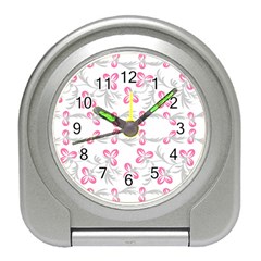 Pink Folk Flowers Travel Alarm Clock by Eskimos