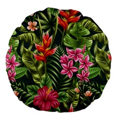 Tropic Flowers Large 18  Premium Flano Round Cushions