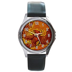 Phoenix Rising Round Metal Watch