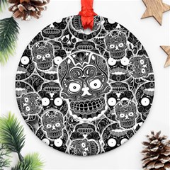 Sugar Skulls Bw Ornament (round) by ExtraAwesomeSauce