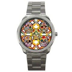 Sugar Skulls Sport Metal Watch by ExtraGoodSauce