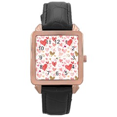 Beautiful Hearts Pattern Rose Gold Leather Watch  by designsbymallika