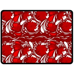 Red Ethnic Flowers Fleece Blanket (large)  by Eskimos