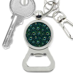 Watercolor Peacock Feather Pattern Bottle Opener Key Chain by ExtraGoodSauce