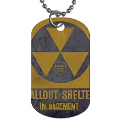 Fallout Shelter In Basement Radiation Sign Dog Tag (one Side) by WetdryvacsLair