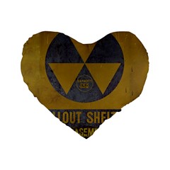 Fallout Shelter In Basement Radiation Sign Standard 16  Premium Flano Heart Shape Cushions by WetdryvacsLair