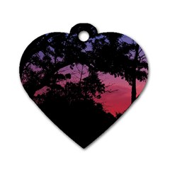 Sunset Landscape High Contrast Photo Dog Tag Heart (one Side) by dflcprintsclothing