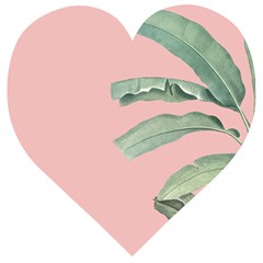 Banana Leaf On Pink Wooden Puzzle Heart by goljakoff