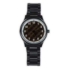 Interlace Stripes Golden Pattern Stainless Steel Round Watch