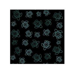 Blue Turtles On Black Small Satin Scarf (square) by contemporary