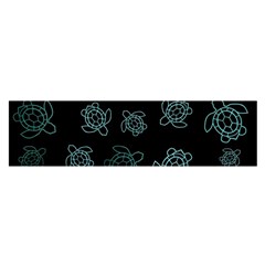 Blue Turtles On Black Satin Scarf (oblong) by contemporary