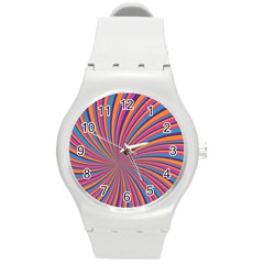 Psychedelic Groovy Pattern 2 Round Plastic Sport Watch (m) by designsbymallika