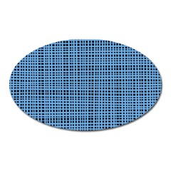 Blue Knitted Pattern Oval Magnet by goljakoff