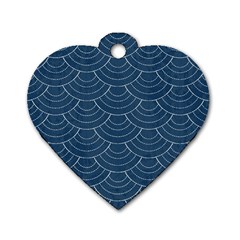 Blue Sashiko Plaid Dog Tag Heart (two Sides) by goljakoff