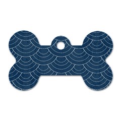 Blue Sashiko Plaid Dog Tag Bone (two Sides) by goljakoff