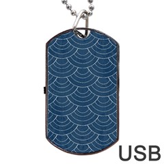 Blue Sashiko Plaid Dog Tag Usb Flash (two Sides) by goljakoff