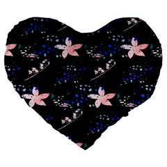 Sparkle Floral Large 19  Premium Flano Heart Shape Cushions by Sparkle