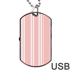 Bandes Blanc/rose Clair Dog Tag Usb Flash (two Sides) by kcreatif