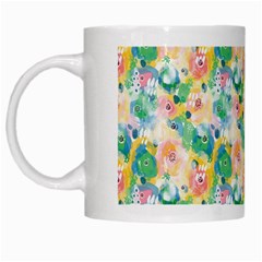 Water Color Floral Pattern White Mugs