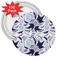 Folk Floral Pattern  Flowers Print  3  Buttons (100 Pack)  by Eskimos